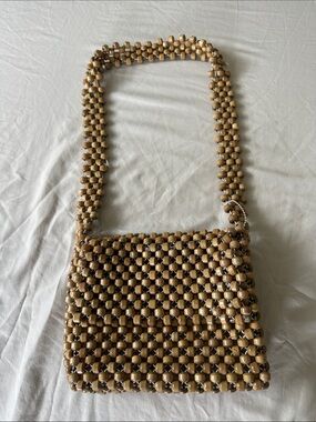 Handcrafted Bead Shoulder Bag in Tan